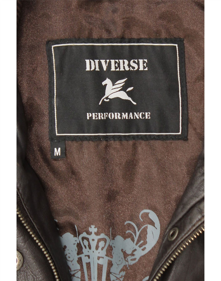 Jaqueta de couro feminina vintage Reino Unido 12 couro marrom médio