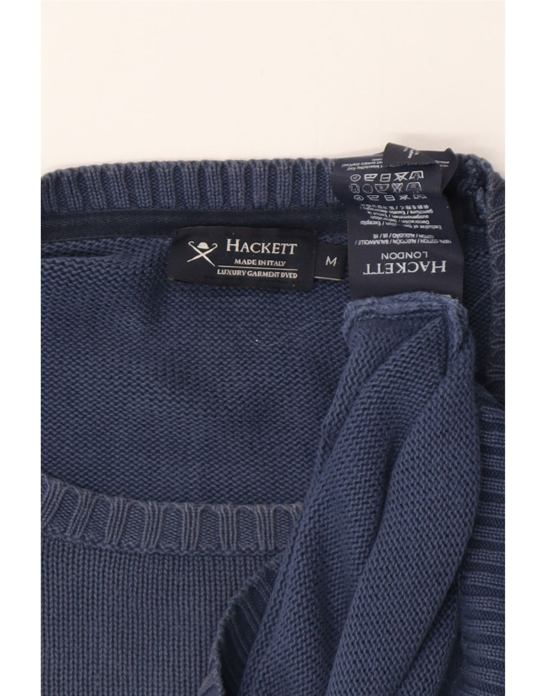 Suéter masculino HACKETT com gola redonda, algodão azul marinho médio