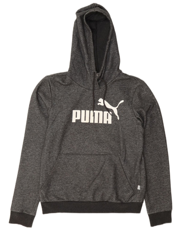 Puma feminino gráfico moletom com capuz Reino Unido 10 pequeno algodão cinza