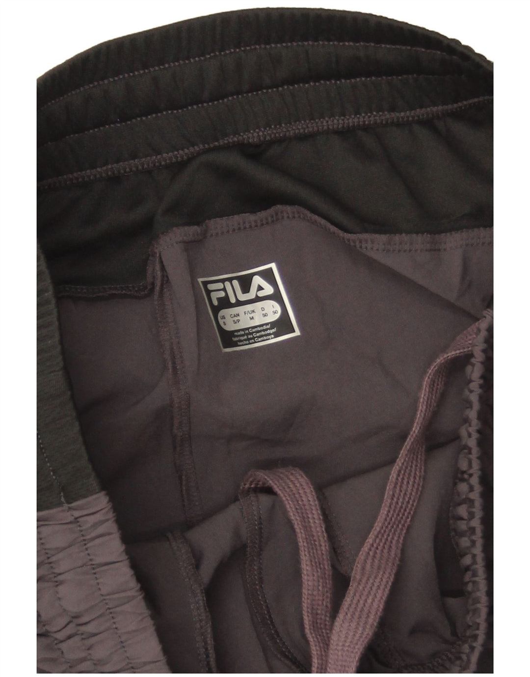 Calça de treino masculina Fila cinza médio colorblock poliéster