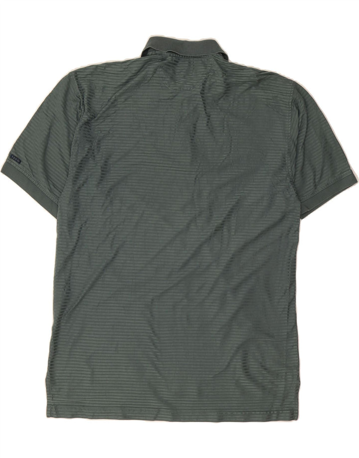 IZOD Mens Polo Shirt XL Green Striped Cotton Vintage Izod and Second-Hand Izod from Messina Hembry 
