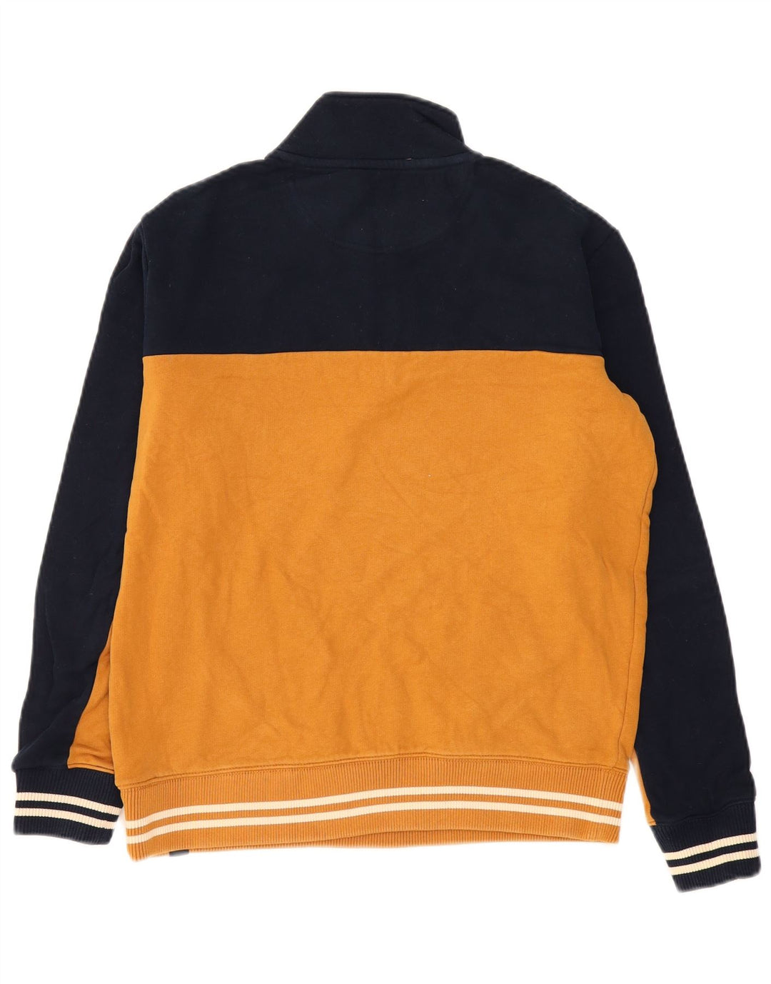 Suéter masculino Marks & Spencer com zíper e gola grande bloco colorido amarelo
