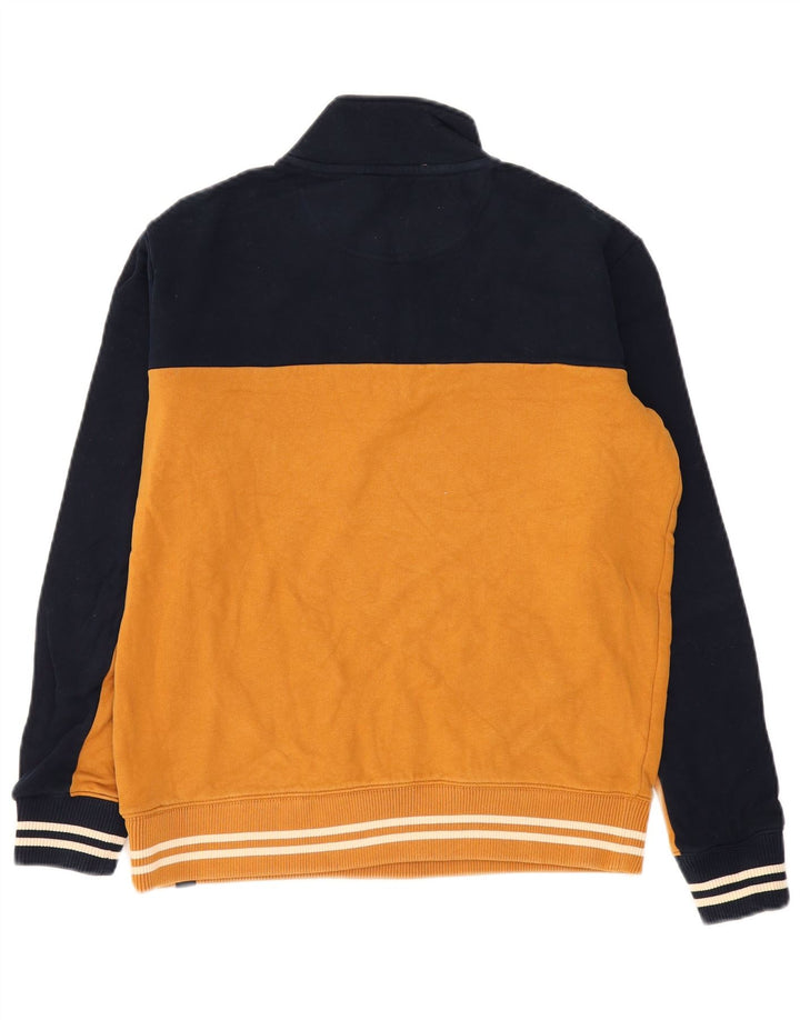 Suéter masculino Marks & Spencer com zíper e gola grande bloco colorido amarelo