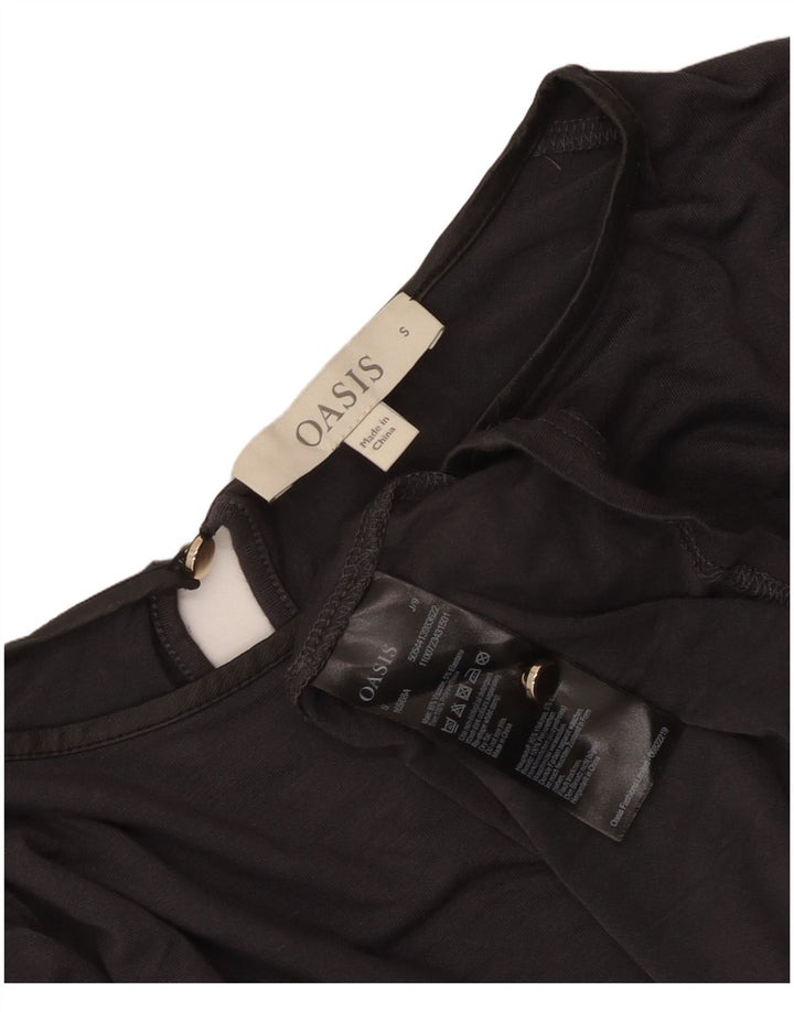 Blusa feminina de manga comprida Oasis UK 10 pequena viscose cinza