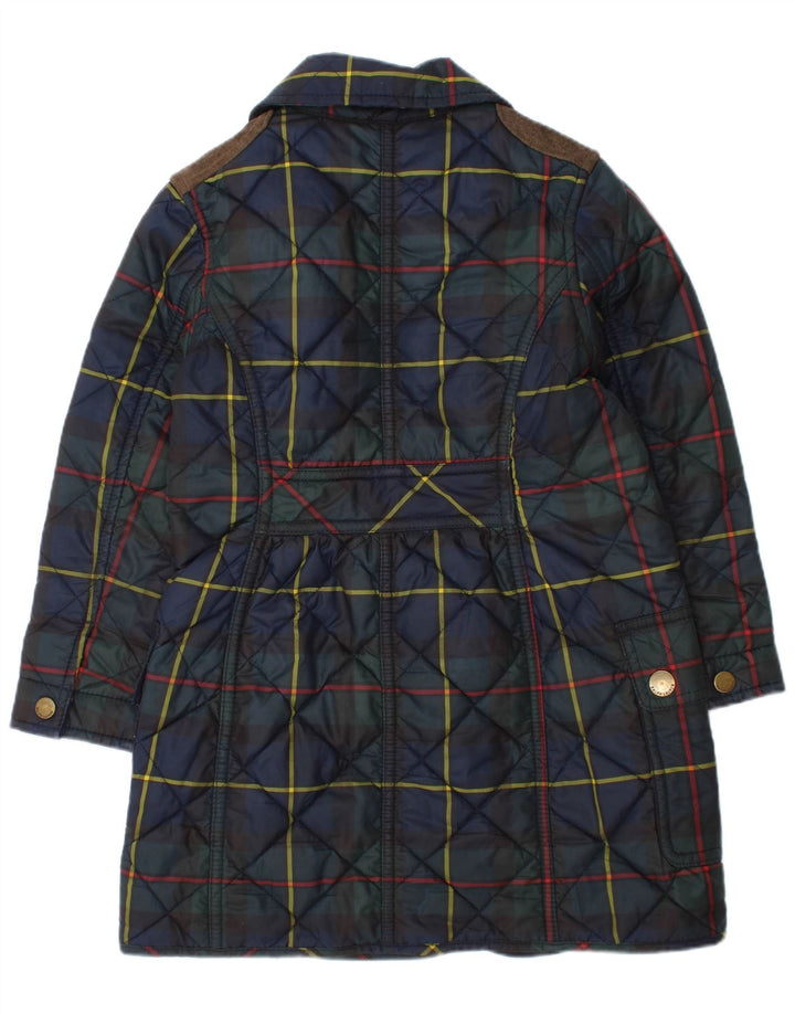 Jaqueta acolchoada Ralph Lauren para meninas 3-4 anos xadrez azul marinho