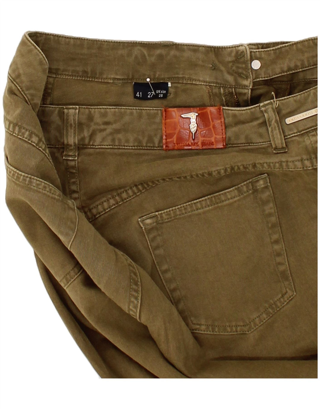 TRUSSARDI Womens Straight Casual Trousers W30 L30 Khaki Vintage Trussardi and Second-Hand Trussardi from Messina Hembry 