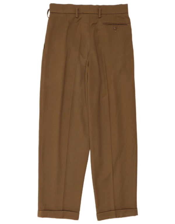 Calças casuais cônicas masculinas vintage W30 L30 poliéster marrom