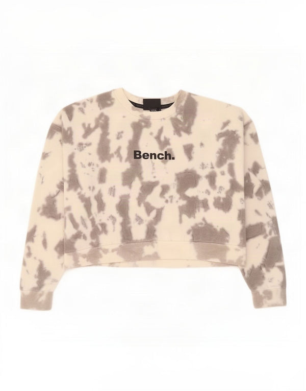 Suéter feminino com estampa gráfica Bench UK 14 grande cinza tie-dye algodão
