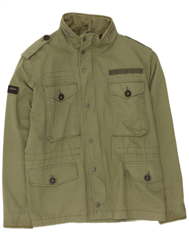Jaqueta militar masculina SUPERDRY UK 40 grande algodão verde