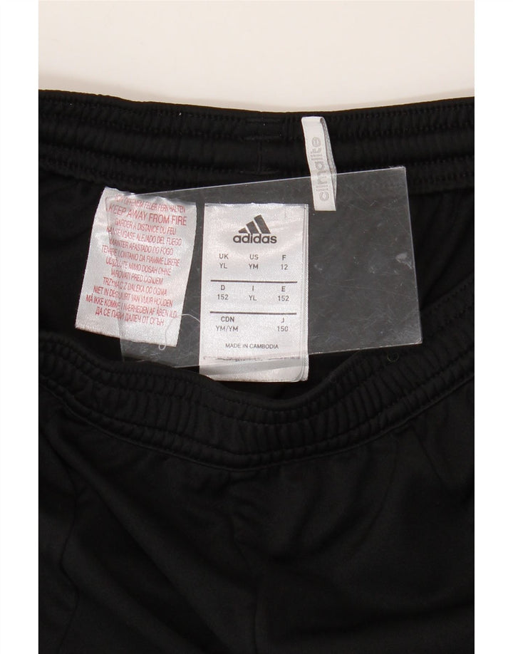 ADIDAS Boys Climalite Sport Shorts 11-12 Anos Grande Preto Colorblock
