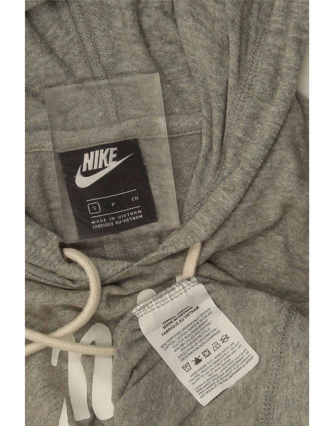NIKE Womens Oversized Graphic Hoodie Jumper UK 10 Small Grey Cotton Vintage Nike and Second-Hand Nike from Messina Hembry 