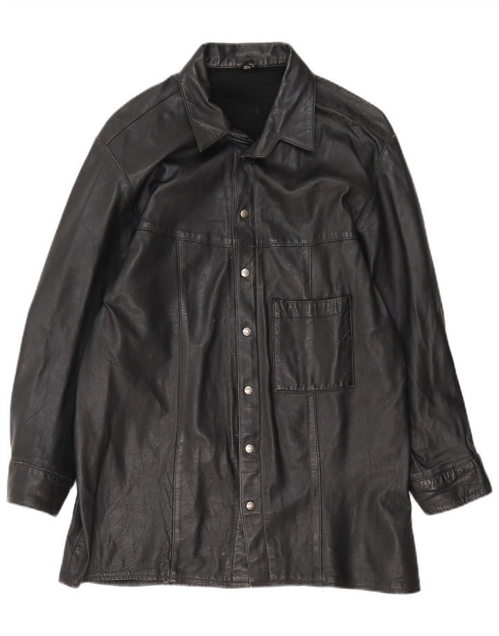 Jaqueta de couro masculina vintage UK 38 média preta