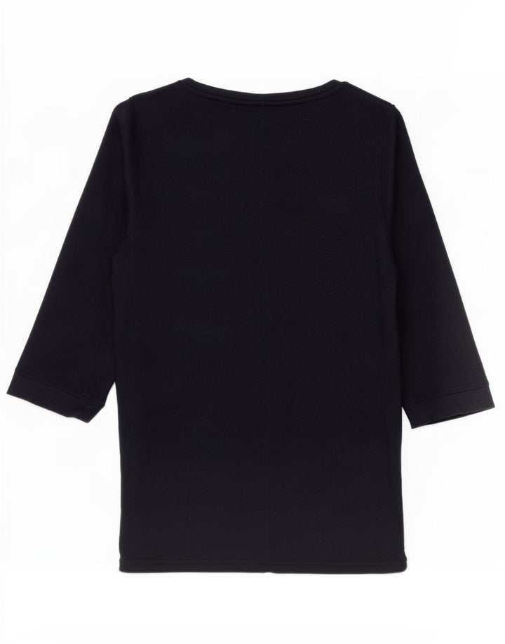 Top feminino Marks & Spencer manga 3/4 UK 14 médio azul marinho viscose