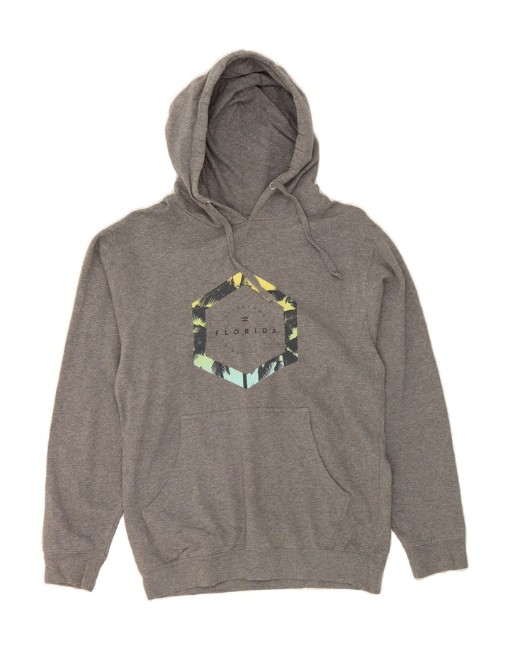 BILLABONG Mens Petit Graphic Hoodie Jumper Small Grey Cotton Vintage Billabong and Second-Hand Billabong from Messina Hembry 