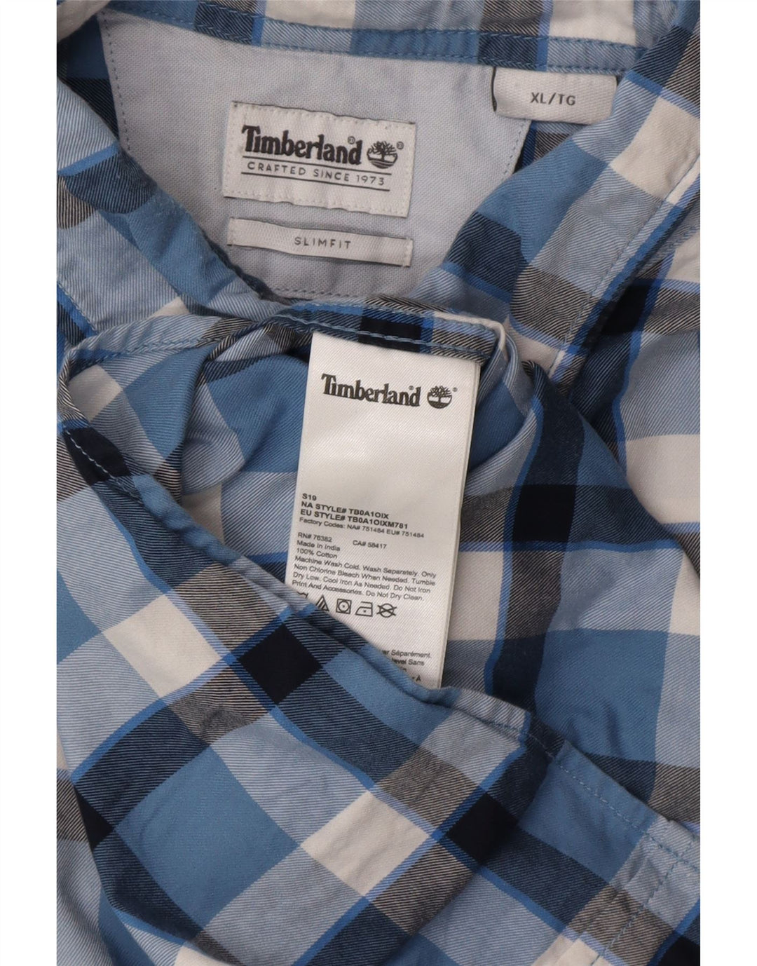 Camisa masculina slim fit TIMBERLAND XL algodão xadrez azul