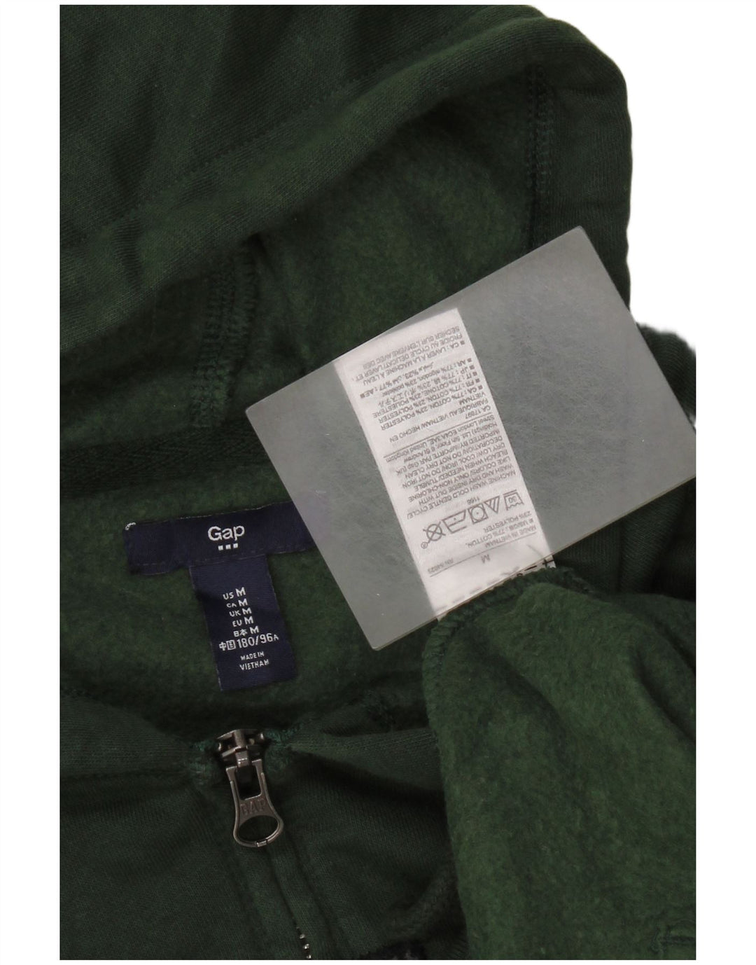 Suéter masculino com capuz e zíper gráfico Gap algodão verde médio