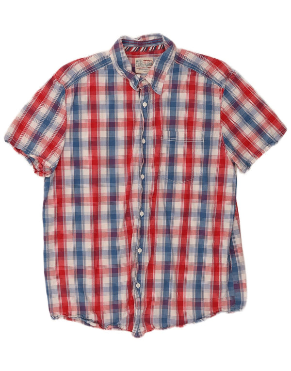 Wrangler Camisa masculina de manga curta grande algodão xadrez multicolorido