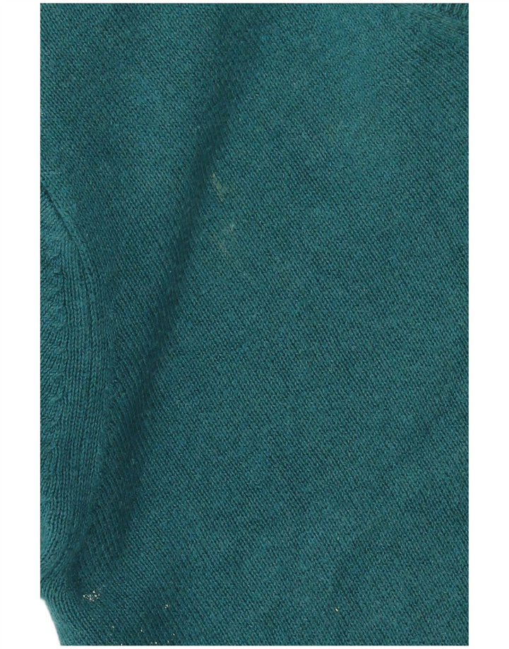 Suéter masculino Marks & Spencer com decote em V, algodão verde médio