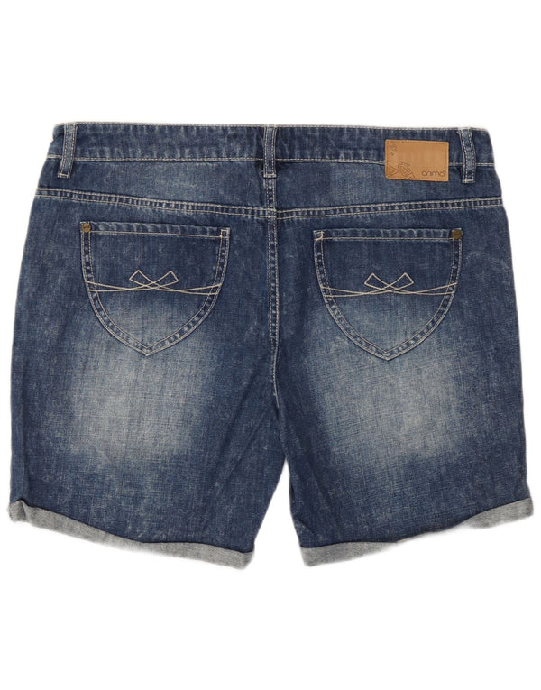 Shorts jeans feminino Animal UK 14 grande W34 algodão azul