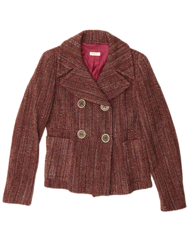 Jaqueta blazer feminina com peito duplo Max & Co. Reino Unido 12 marrom médio manchado