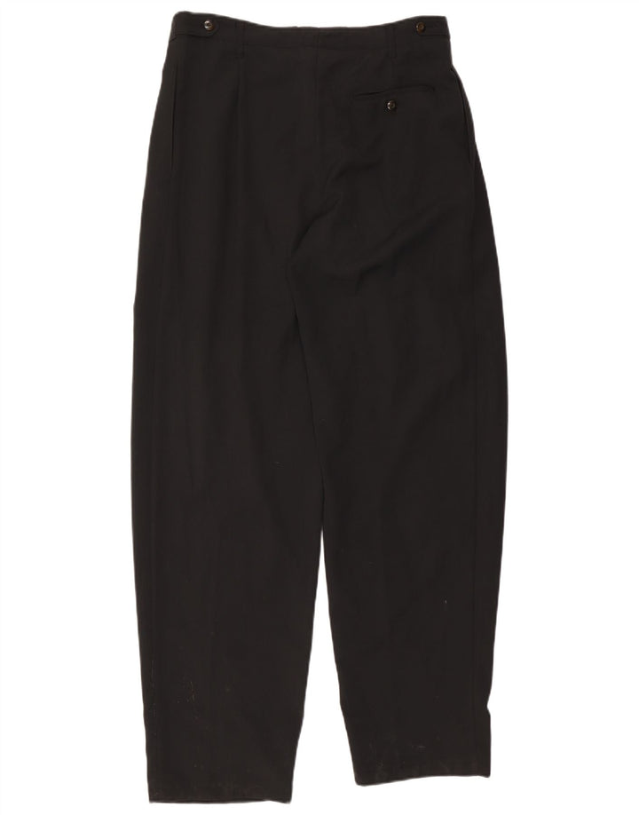 Calças casuais masculinas vintage IT 50 grandes W34 L33 poliéster preto