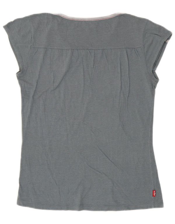 Camiseta feminina gráfica Levi's UK 14 grande algodão cinza