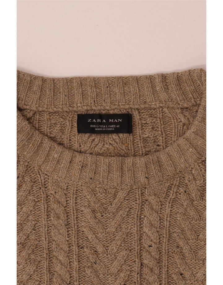 Zara Suéter masculino com gola canoa grande bege