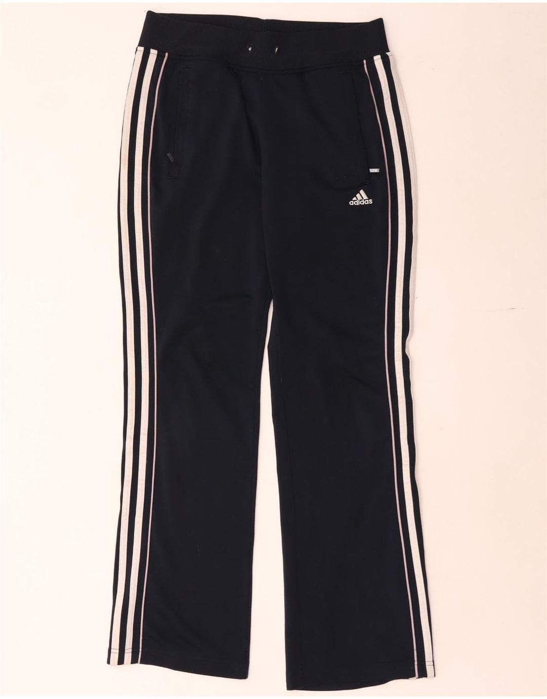 Calça de treino feminina Adidas UK 10 pequena poliéster preto