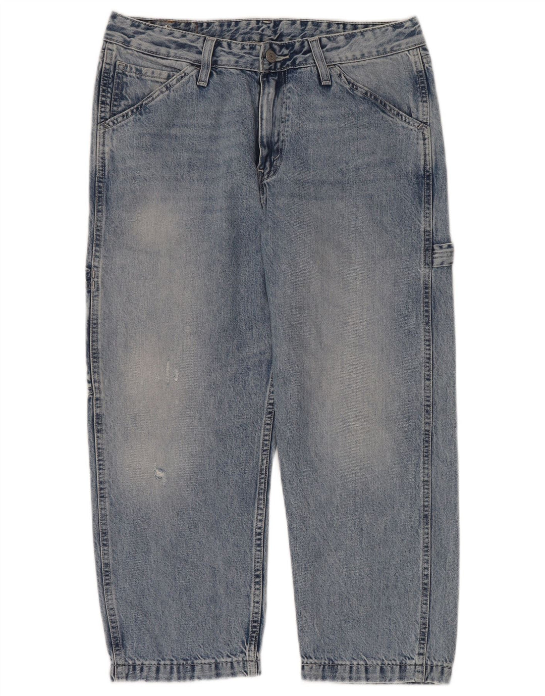Levi's masculino carpenter solto ajuste cintura alta jeans cortados w32 l24 azul