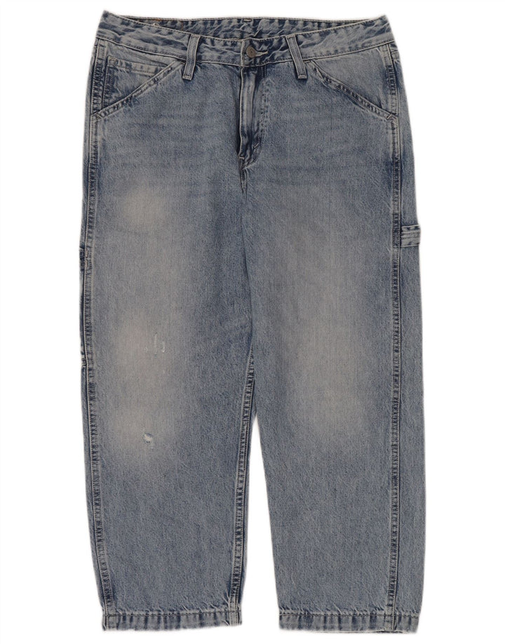 Levi's masculino carpenter solto ajuste cintura alta jeans cortados w32 l24 azul