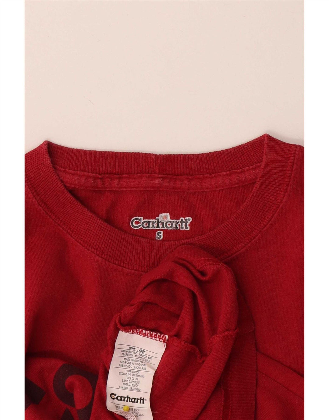 Carhartt Camiseta masculina gráfica top pequeno algodão vermelho