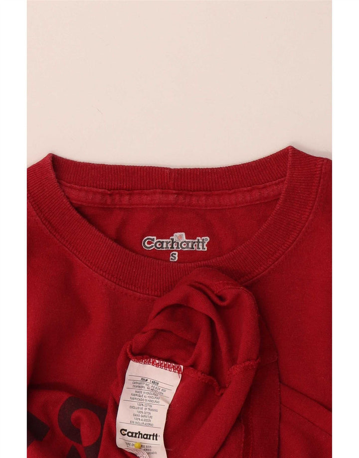 Carhartt Camiseta masculina gráfica top pequeno algodão vermelho