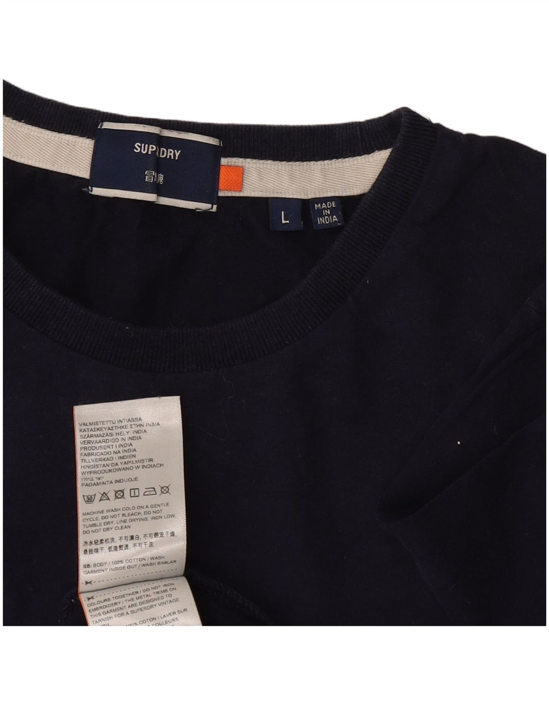 Camiseta feminina Superdry UK 16 grande algodão azul marinho