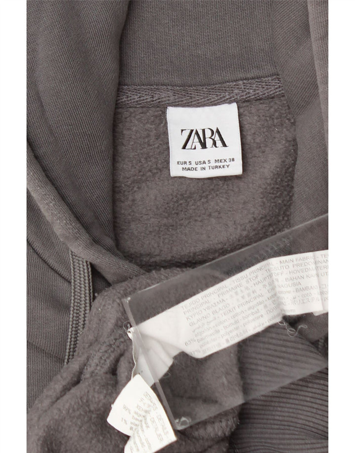 Suéter masculino com capuz ZARA pequeno algodão cinza