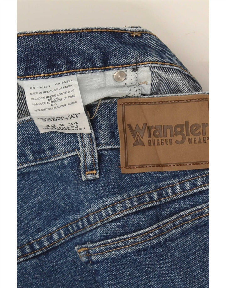 Wrangler Mens Straight Jeans W42 W34 Azul Algodão