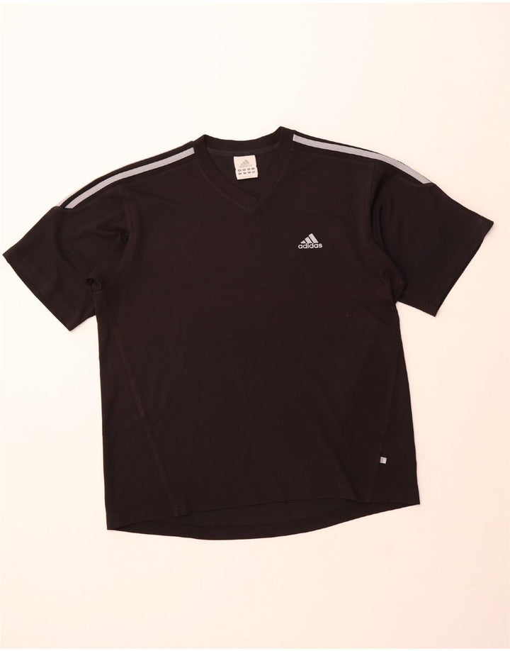 ADIDAS Mens T-Shirt Top UK 42/44 Large Black Polyester