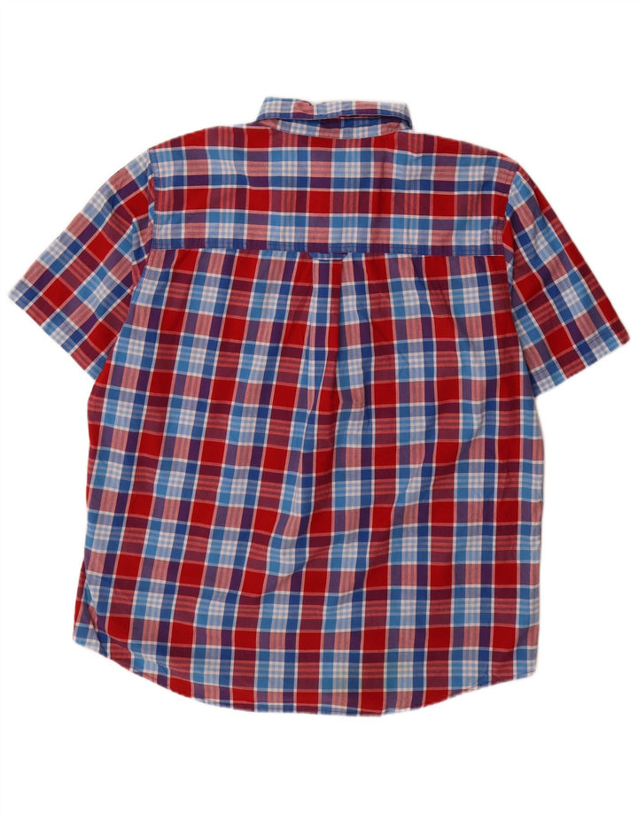 Camisa masculina de manga curta Chaps grande algodão xadrez vermelho