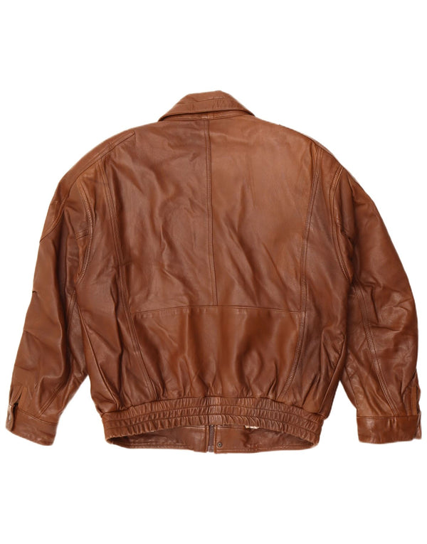 Jaqueta de couro masculina Kartel UK 40 grande couro marrom