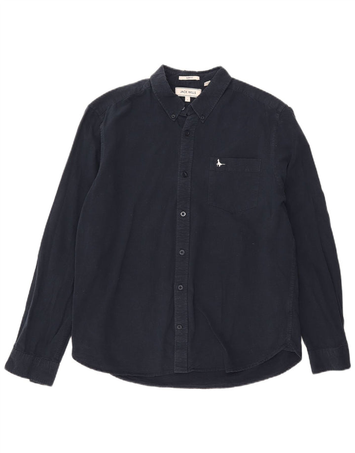 JACK WILLS Camisa masculina slim fit grande azul marinho