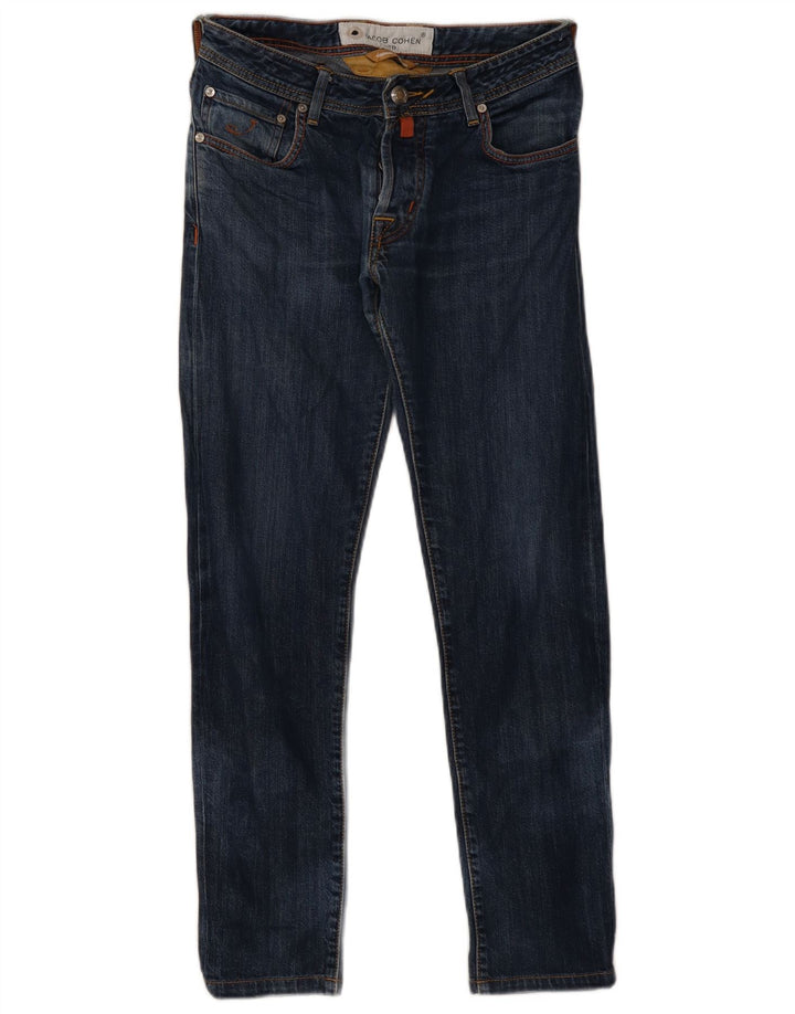 Jacob Cohen Jeans feminino feito à mão slim W31 L28 algodão azul