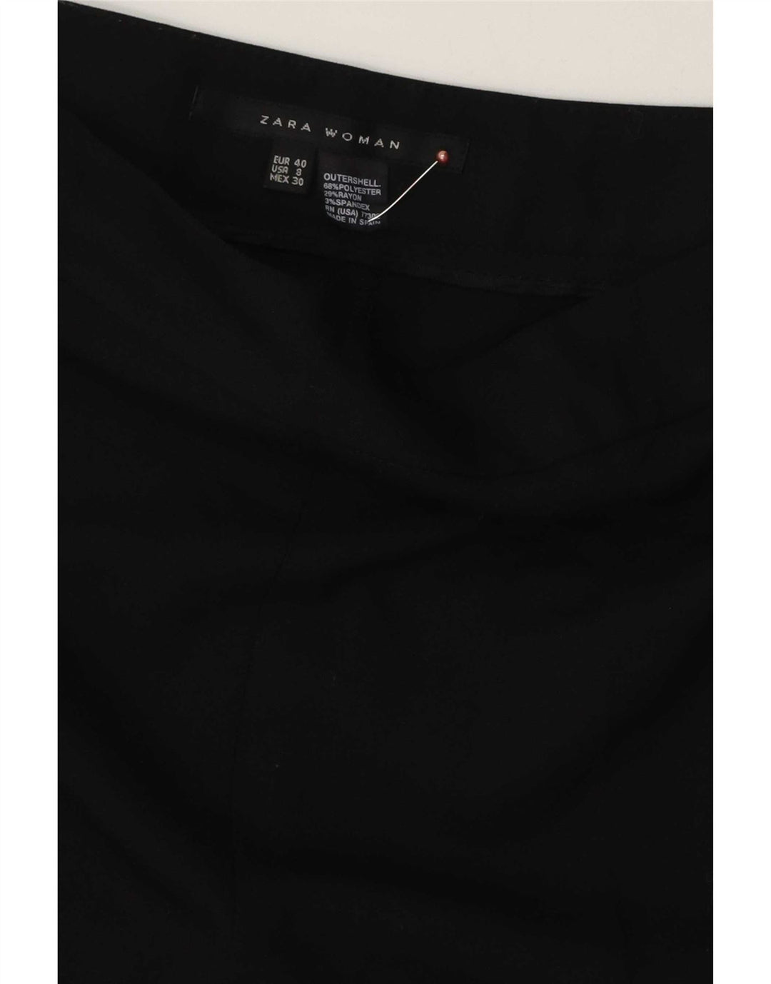 Zara Calça feminina casual de perna larga EU 40 Médio W30 L30 Poliéster preto