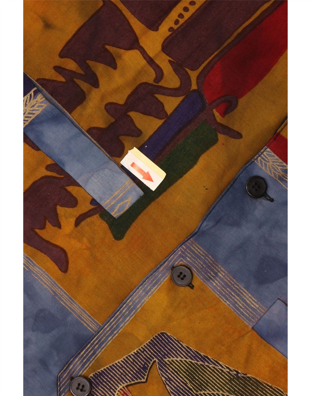 Colete vintage masculino com padrão abstrato grande azul