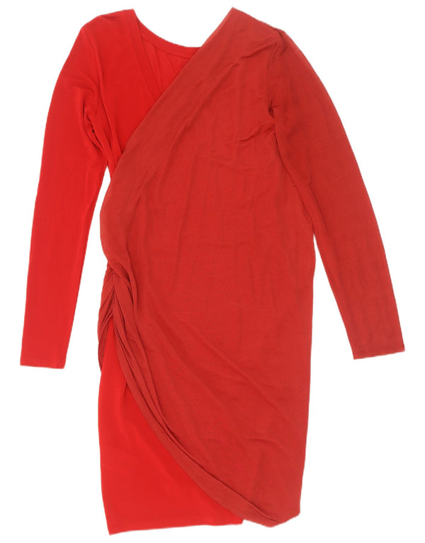 Vestido feminino Marella com bainha de manga comprida Reino Unido 8 pequeno viscose vermelha