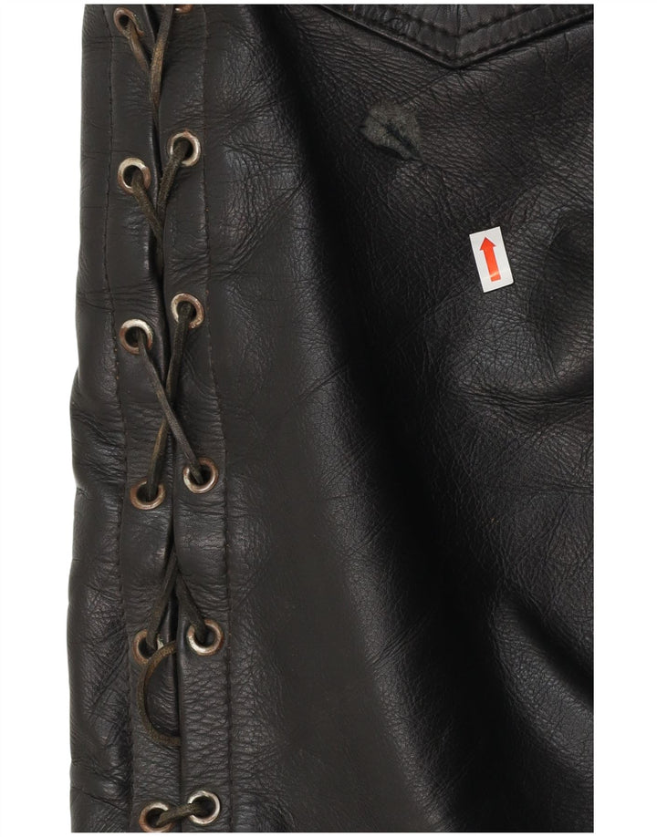 Calça masculina de couro reta VINTAGE W30 L30 preta