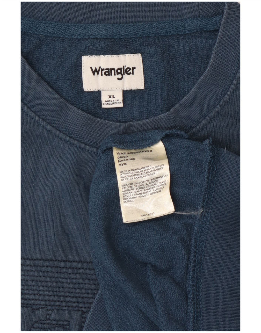 Moletom gráfico masculino WRANGLER Jumper XL azul algodão