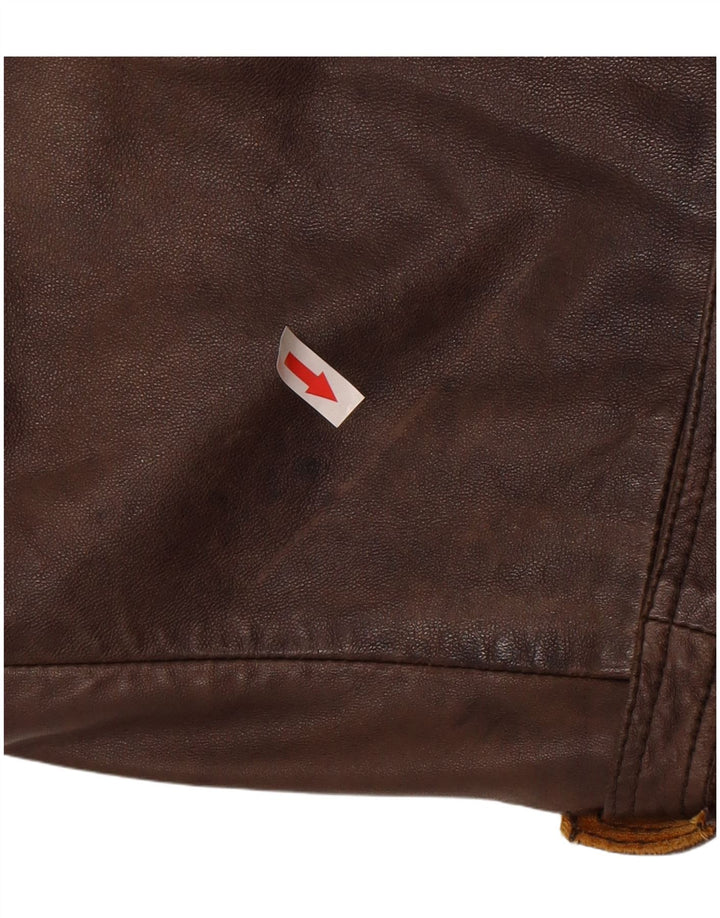 Jaqueta de couro militar feminina Jean Gabriel IT 48 XL marrom