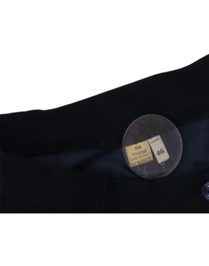 Saia feminina vintage plissada em linha A IT 46 grande W30 azul marinho poliéster