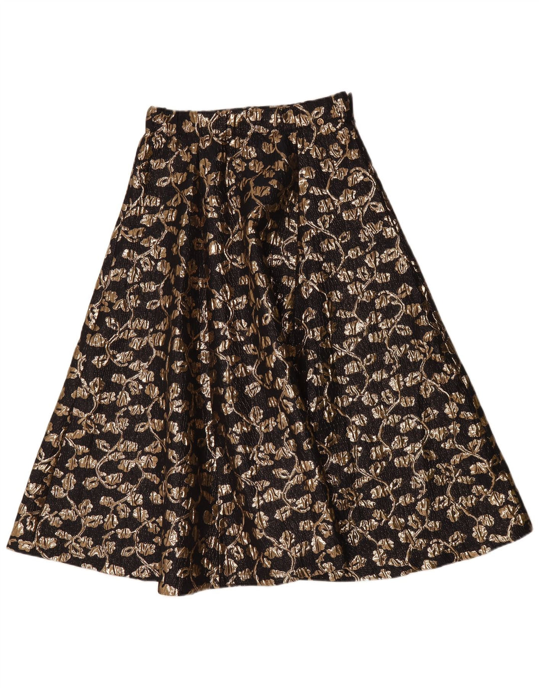 Saia feminina vintage linha A W30 médio preto floral