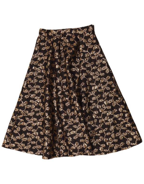 Saia feminina vintage linha A W30 médio preto floral