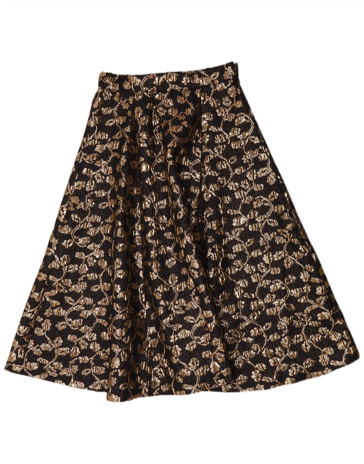 Saia feminina vintage linha A W30 médio preto floral